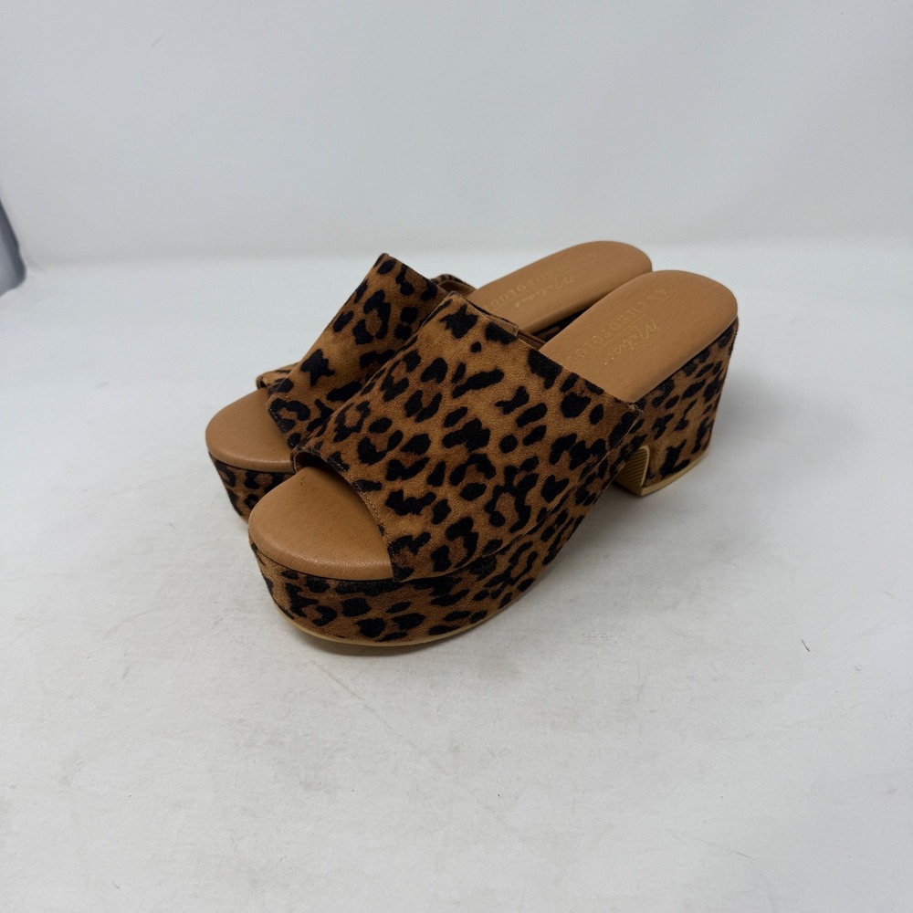 Matisse Anthropologie Terry Leopard Platform Mules Brown 7M Animal Print Slide